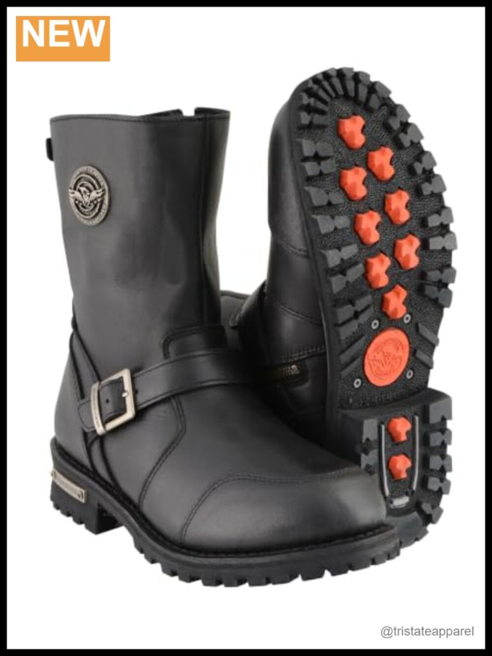 Top Grain Cowhide Leather Motorcycle Boots Side Zipper Engineer